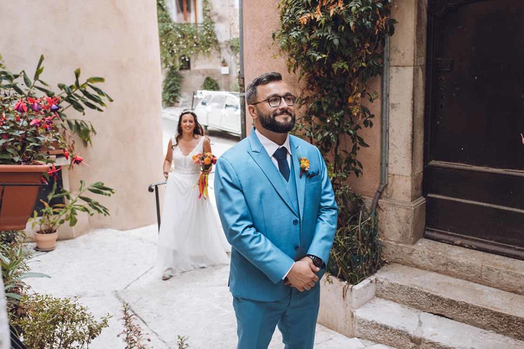 first look bride groom horizon wedding