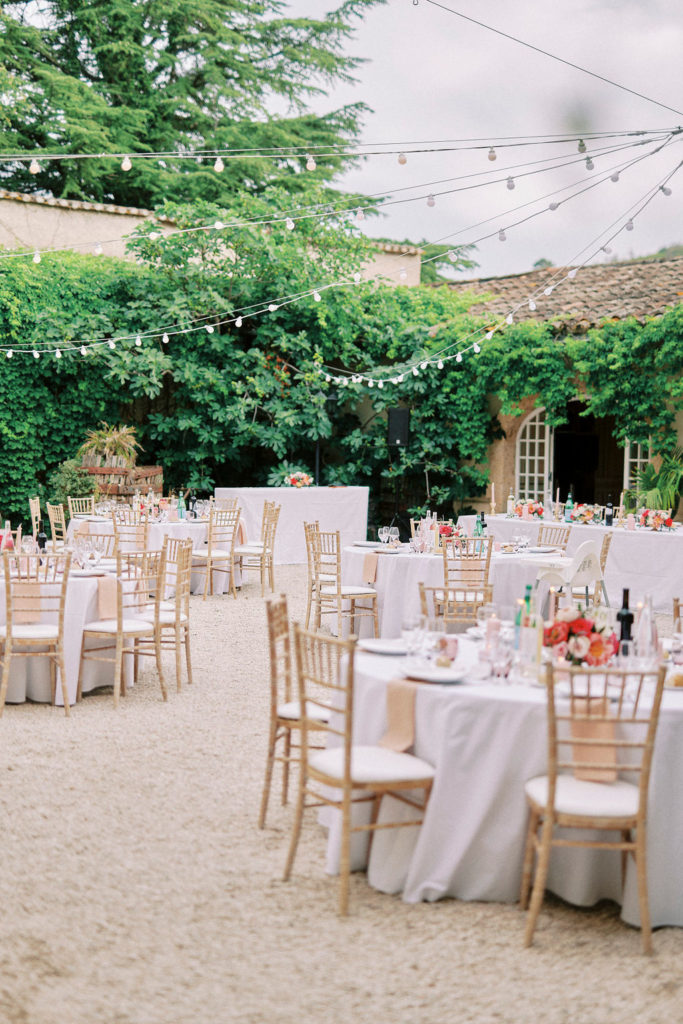 romantic courtyard wedding dinner provence