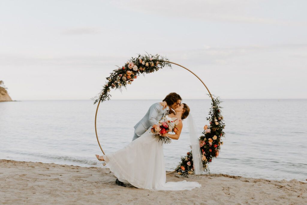 Romantic beach ceremony wedding south of france