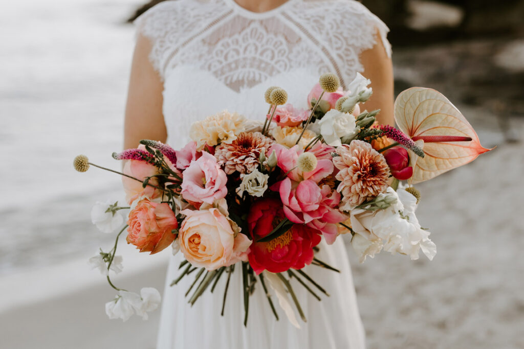 colorful bridal bouquet micro wedding