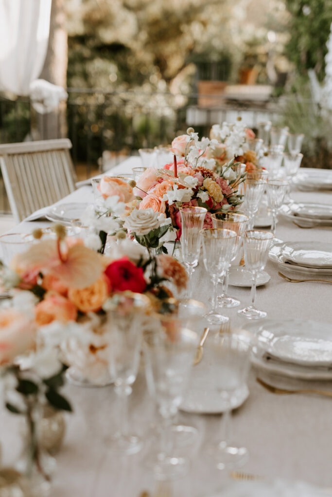 elegant colorful table intimate wedding riviera