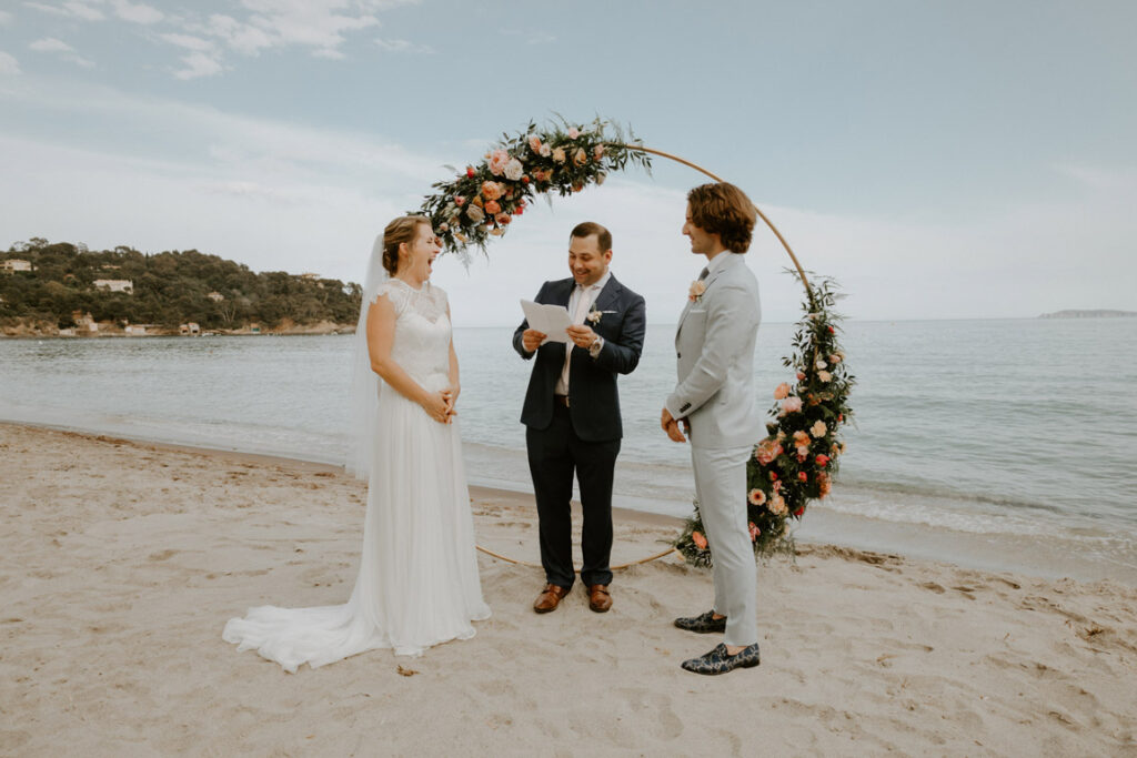 romantic beach ceremony wedding france